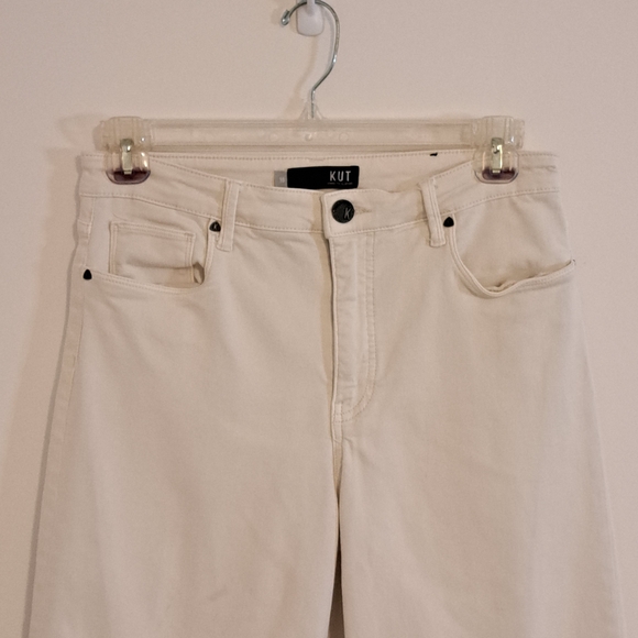 Kut from the Kloth White Slightly Cropped Wide Leg Jeans Misses Size 10 - Picture 6 of 10